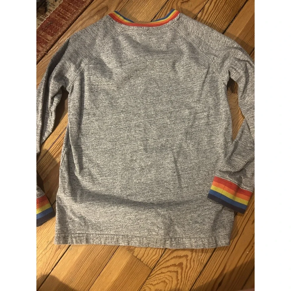 Mini Boden Shirt Boys Girls 9-10 Youth Red Blue Yellow Striped Gray Long Sleeve